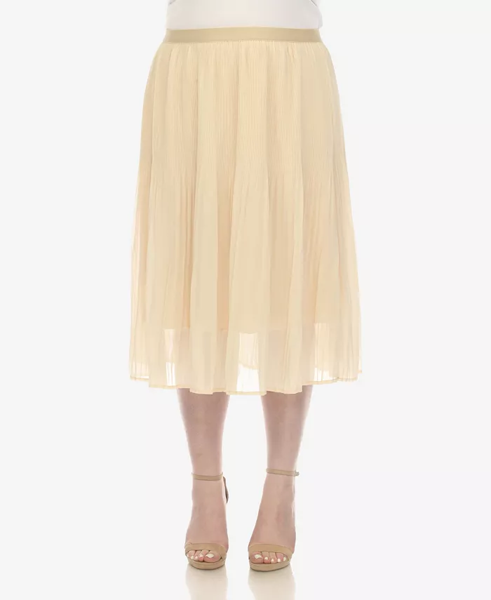 Plus Size Pleated Chiffon Midi Skirt - thumbnail 9