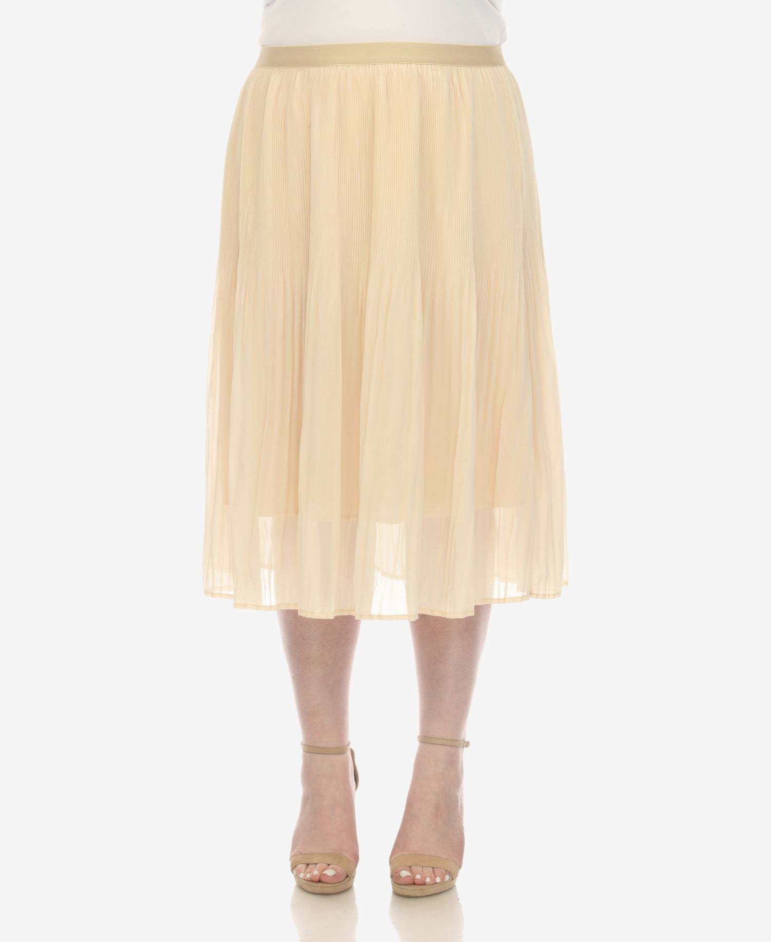 Plus Size Pleated Chiffon Midi Skirt