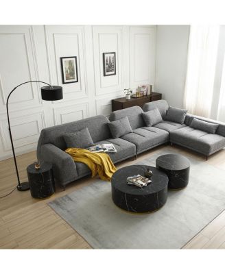 Modern Marble Coffee Table with Gold Base