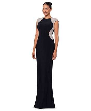 XSCAPE Petite Rhinestone Trim Illusion Gown Macy s