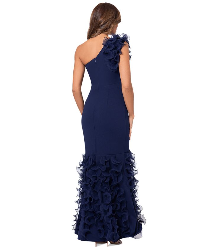 XSCAPE Women's Ruffled One-Shoulder Gown - Macy's