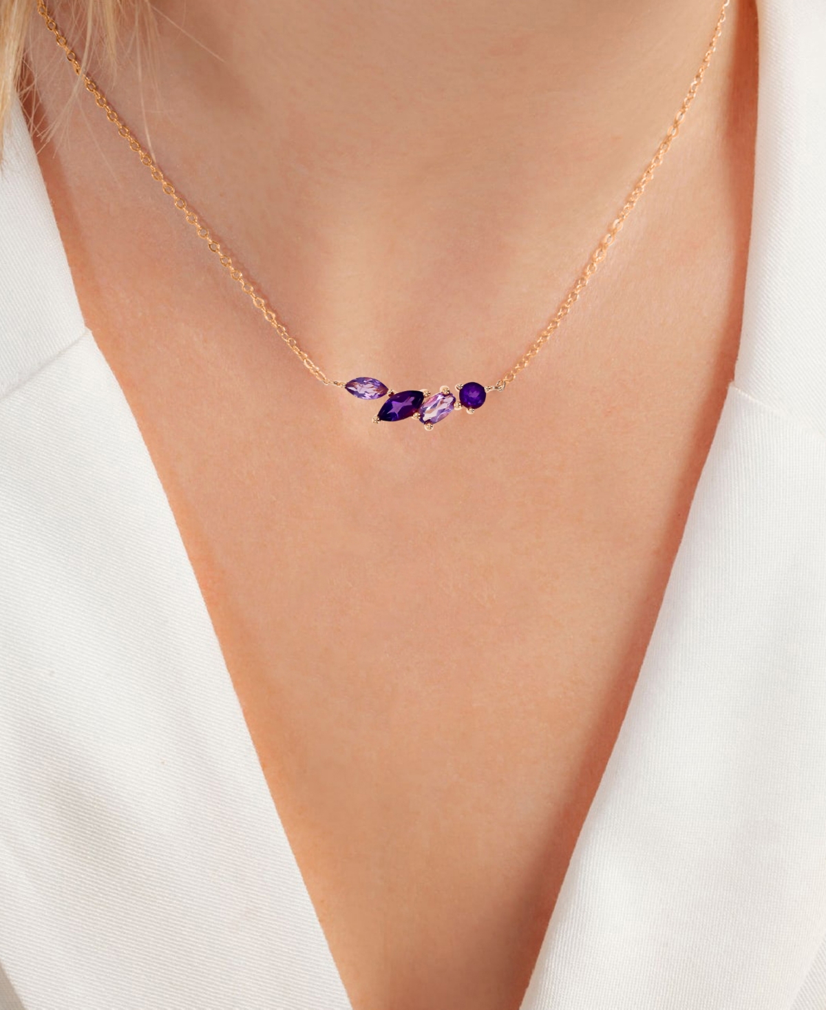 Amethyst (1/3 ct. t.w.) & Rose de France Amethyst (1/3 ct. t.w.) Mixed Cut Cluster 18