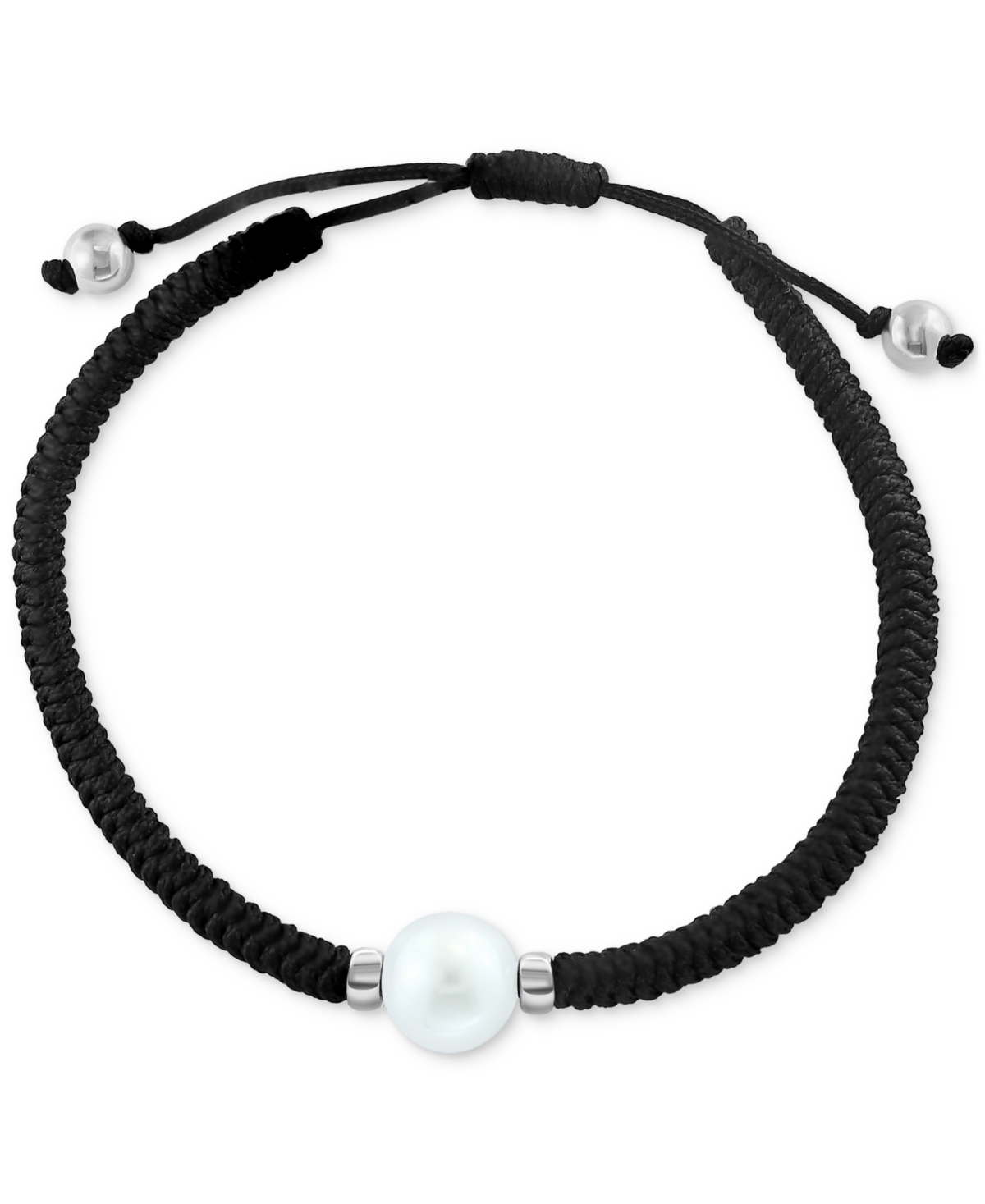 Effy Collection Effy Men's Freshwater Pearl (11mm) Black String Bolo Bracelet In Sterling Silver