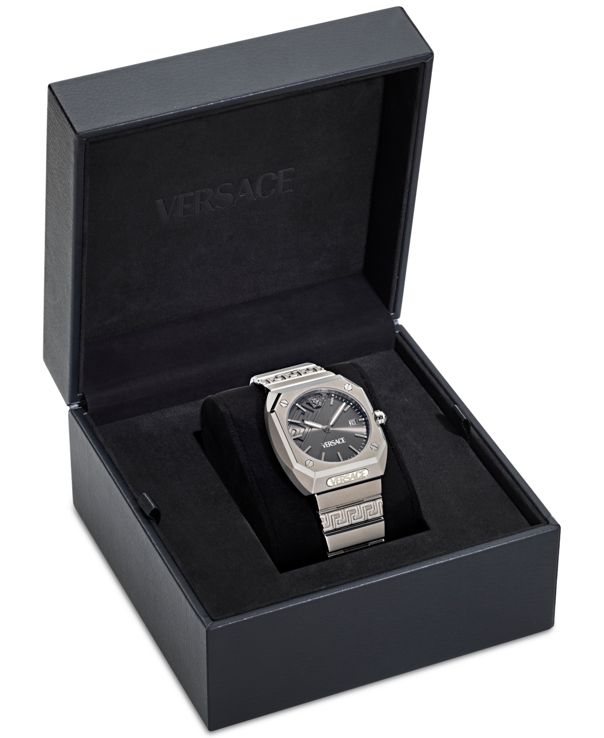 Shop Versace Men's Swiss Gray Titanium Bracelet Watch 44mm