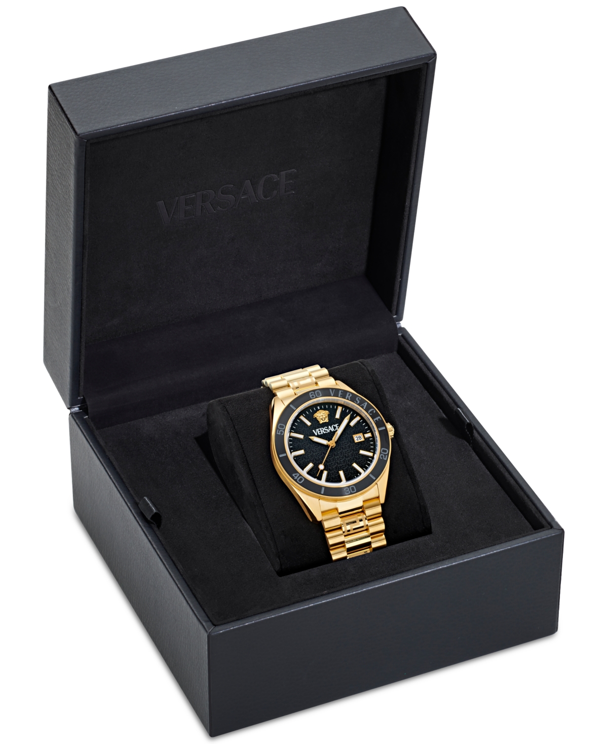 Shop Versace Men's Swiss Gold Ion Plated Stainless Steel Bracelet Watch 42mm