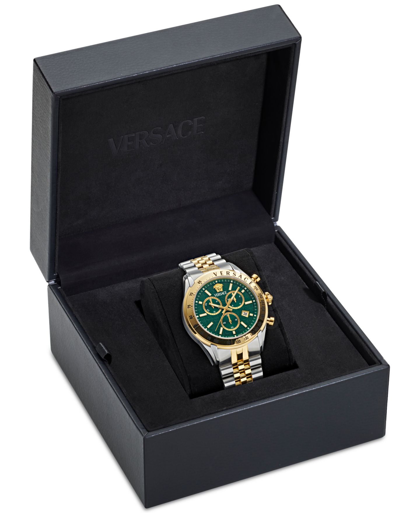Мужские часы Versace Swiss Chronograph Two-Tone Stainless Steel Bracelet Watch 44mm — фото 4