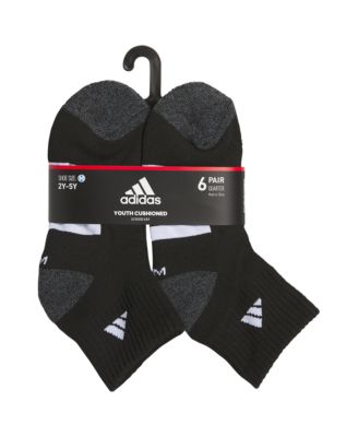 Boys Youth Athletic Cushioned Quarter Socks, Pack of 6