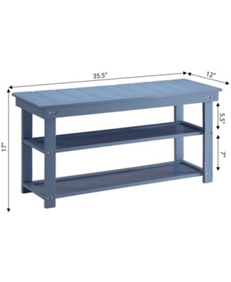 35.5" MDF Oxford Utility Mudroom Bench with Shelves