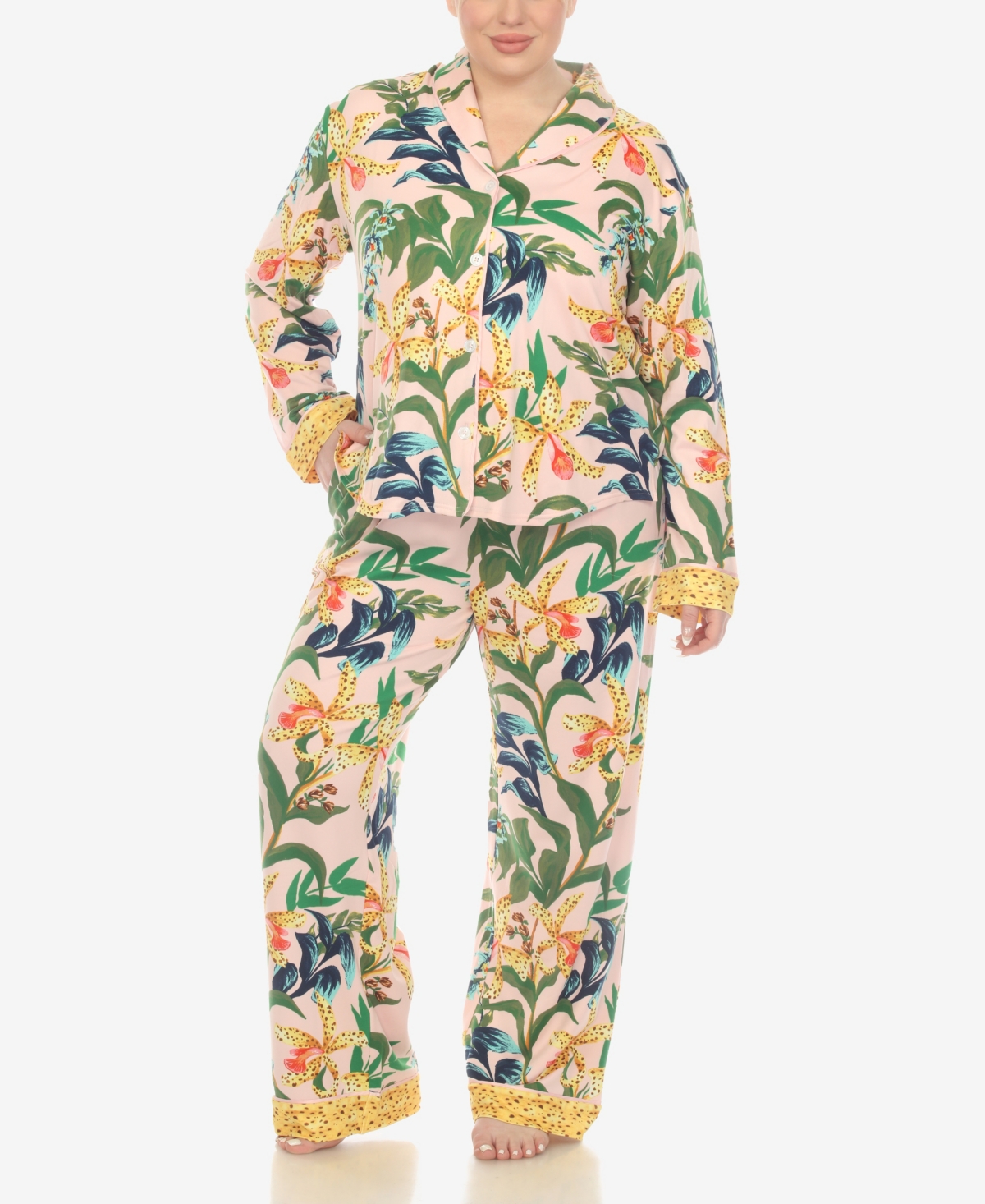 Shop White Mark Plus Size 2 Pc. Wildflower Print Pajama Set In Pink