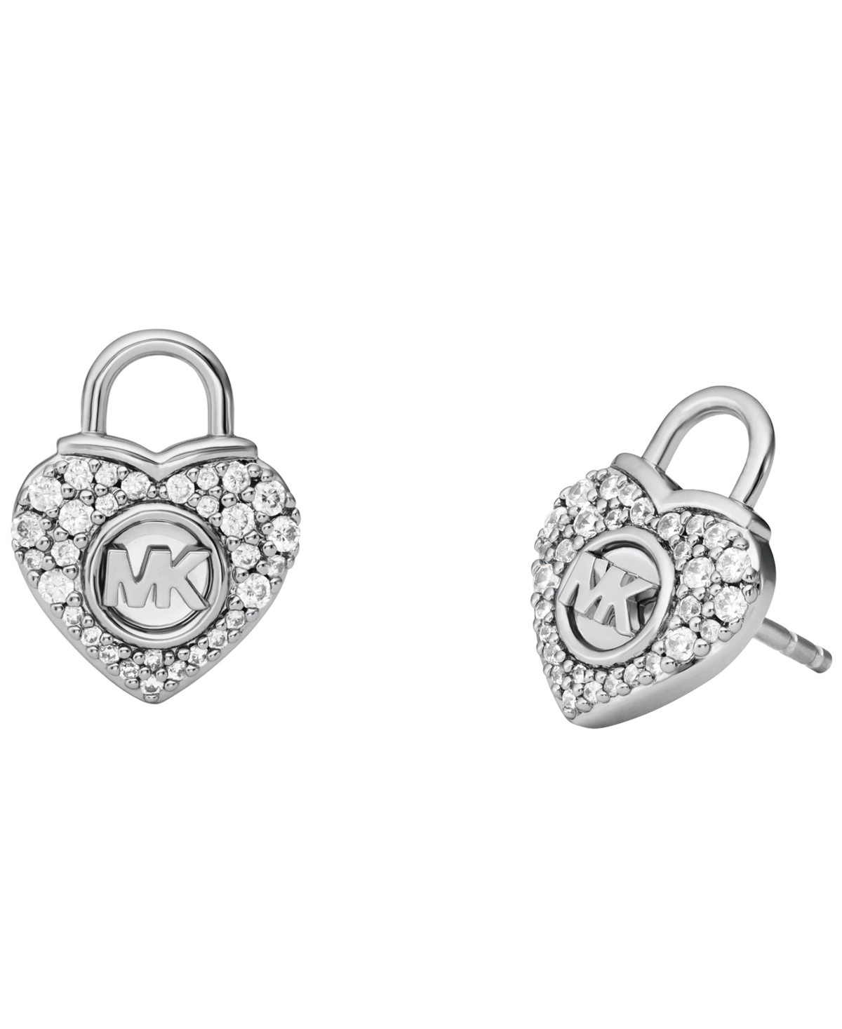 Shop Michael Kors Silver-tone Or Gold-tone Heart Lock Stud Earrings
