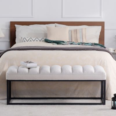 Metal Base Upholstered Bench For Bedroom For Entryway