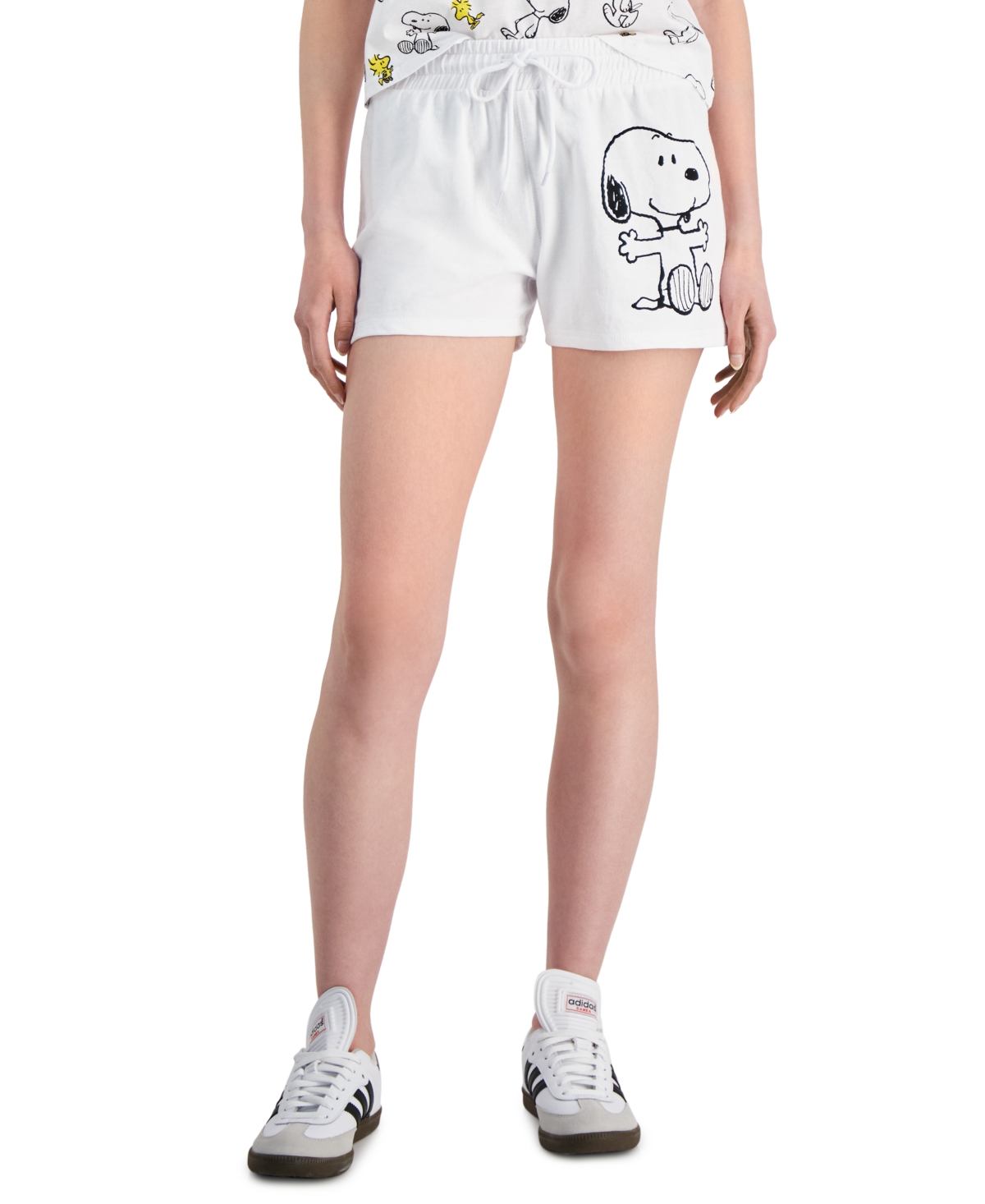 Shop Snoopy Juniors' -graphic Low-rise Shorts In White
