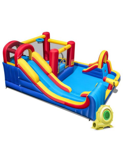 Детские игрушки INOLAIT 7 in 1 Outdoor Inflatable Bounce House with Water Slides, Splash Pools, and 735W Blower