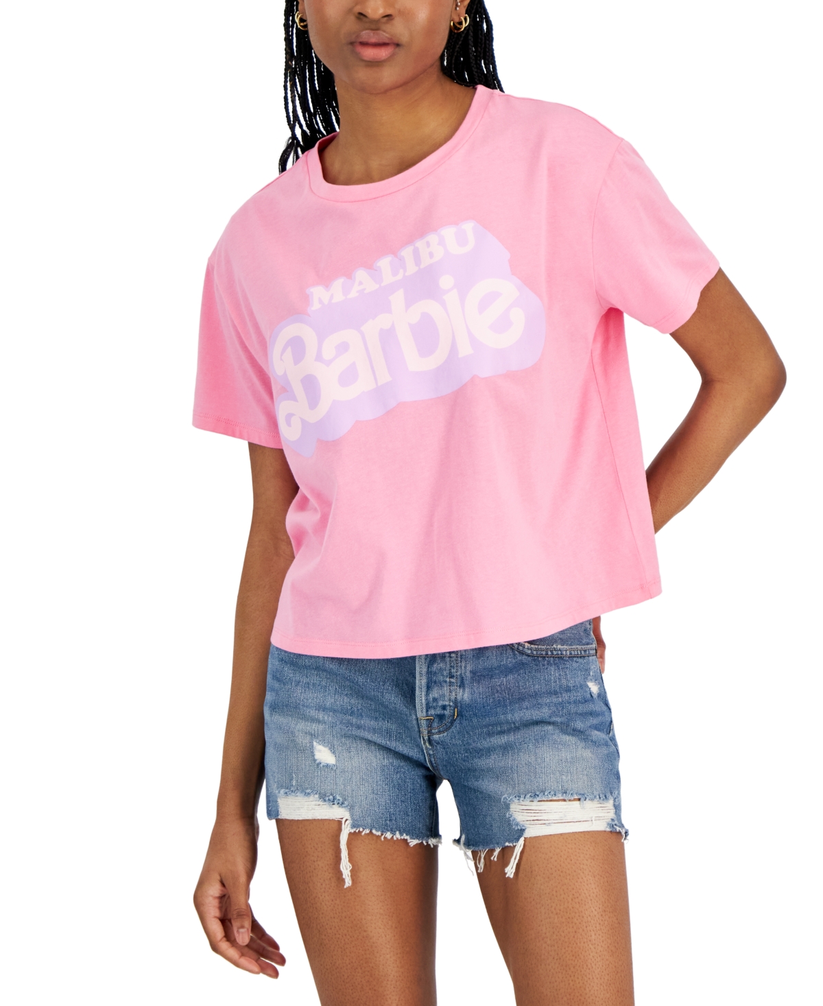 Juniors' Malibu Barbie Short-Sleeve T-Shirt - Pink