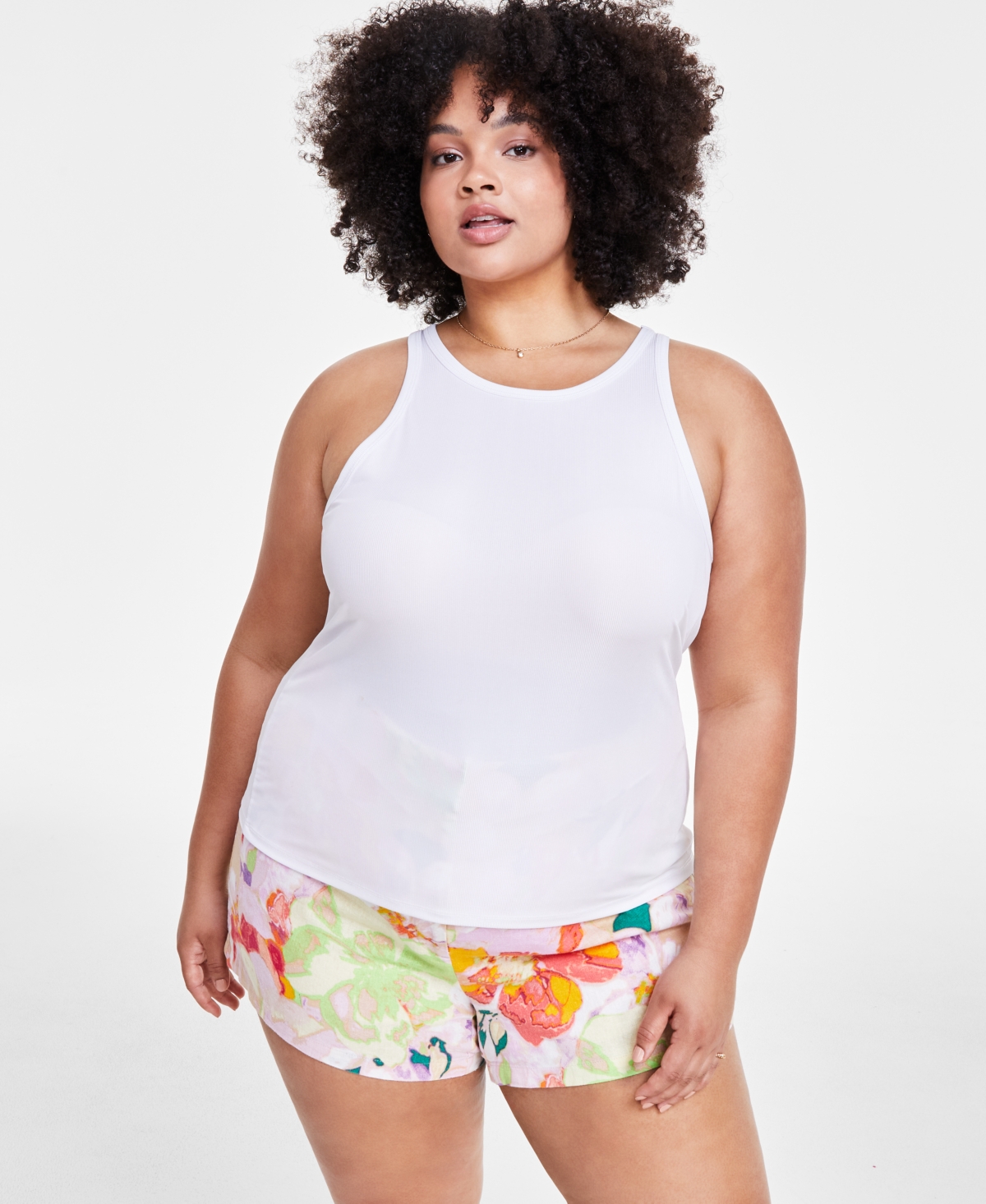 Shop Bar Iii Trendy Plus Size Ribbed Tank Top, Created For Macy's In Bright White
