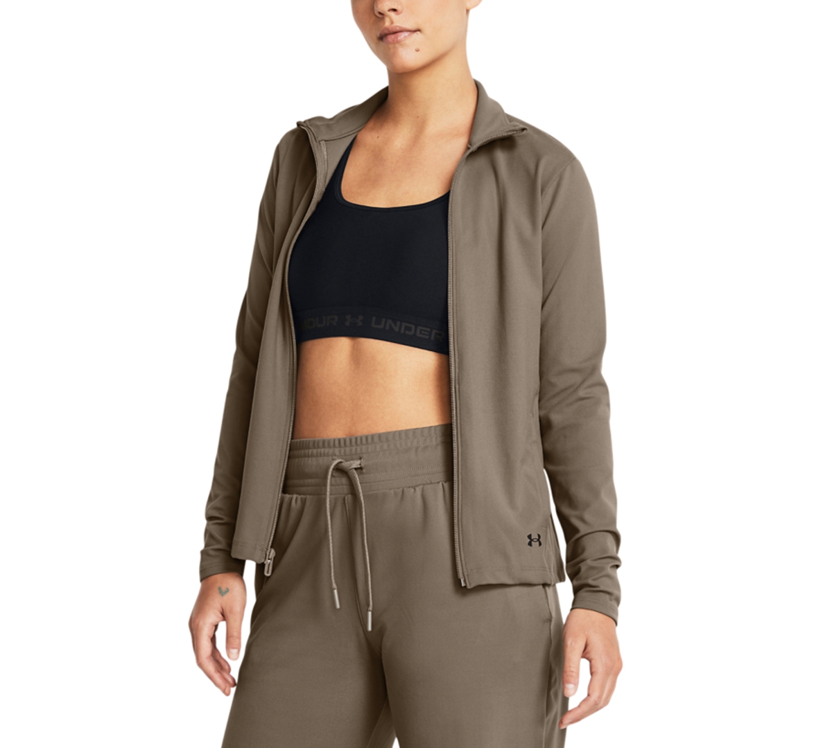 Shop Under Armour Women's Motion Zippered Mock-neck Jacket In White,halo Gray