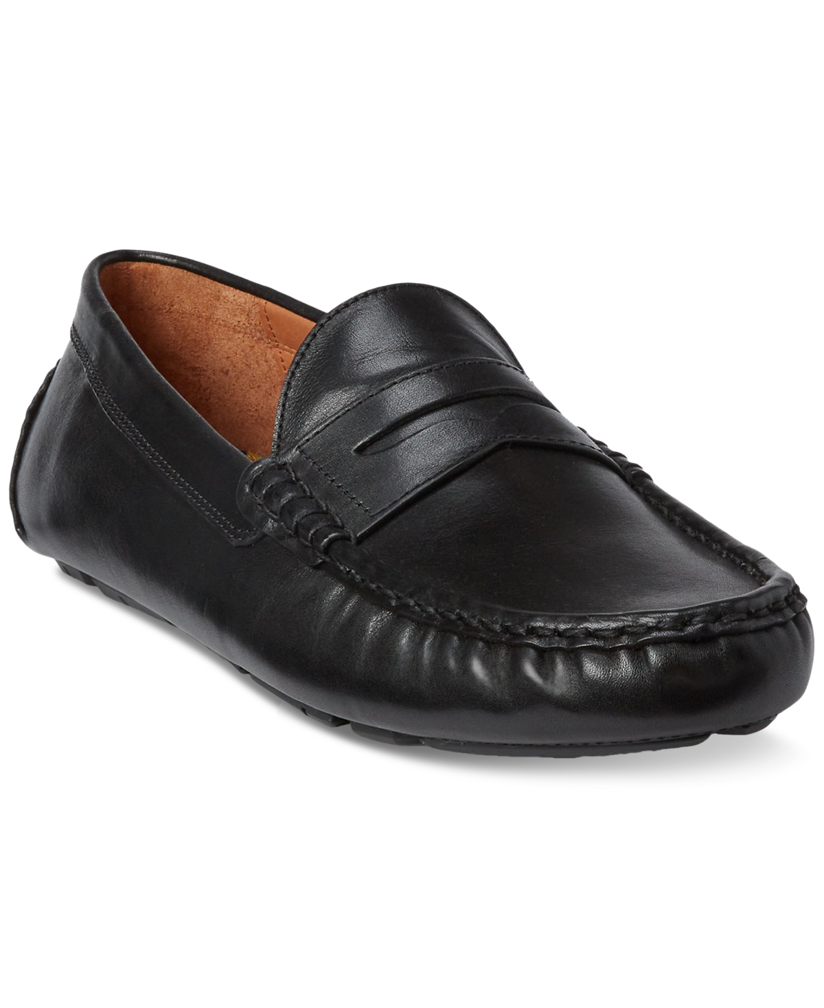 Shop Polo Ralph Lauren Men's Anders Leather Penny Driver In Black