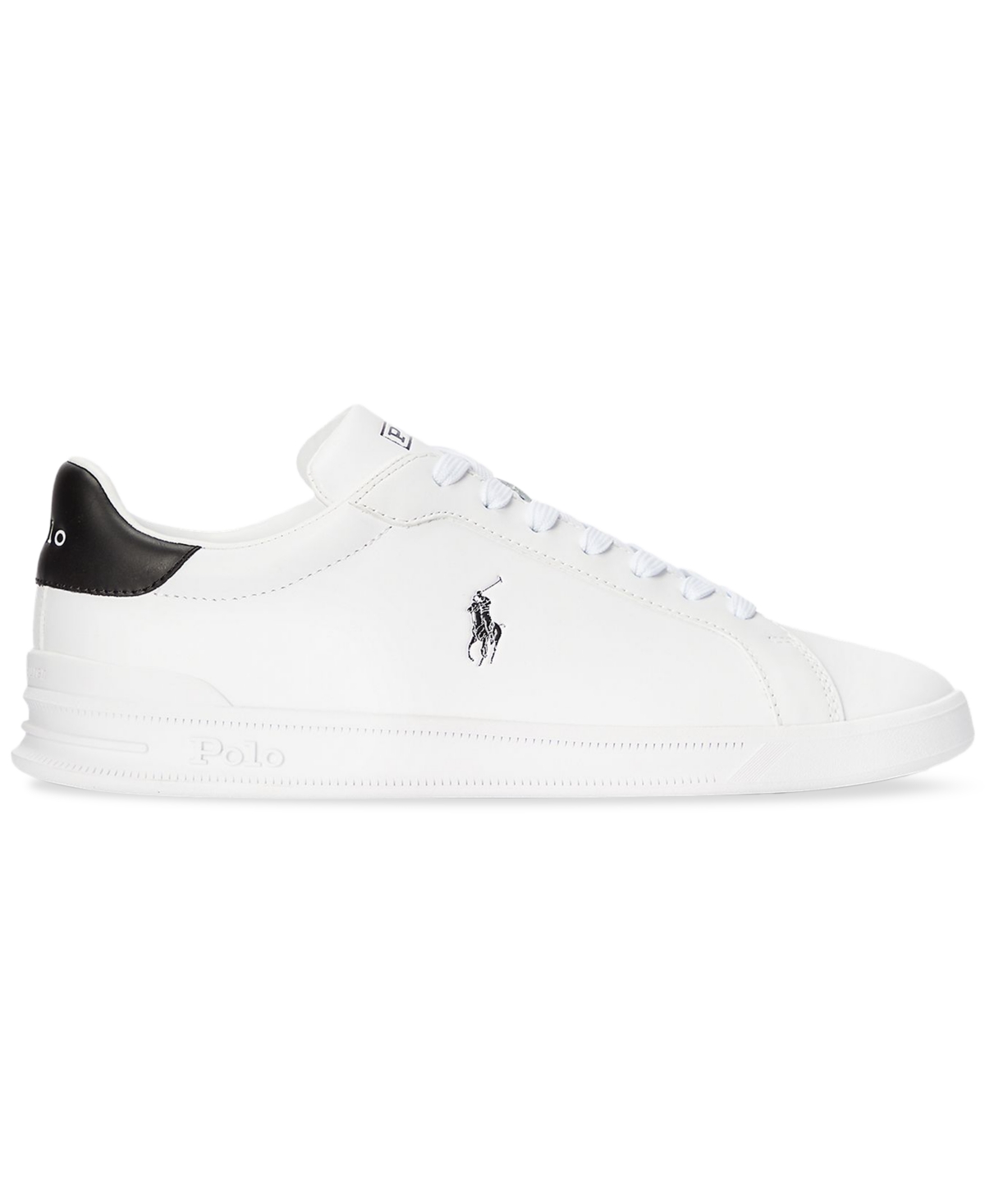Shop Polo Ralph Lauren Men's Heritage Court Ii Leather Sneaker In White,black Pp