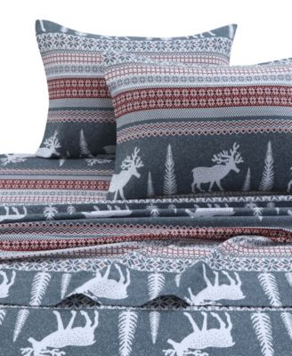 Holiday Printed Cotton Flannel Extra Deep 4-Pc. Sheet Set, California King