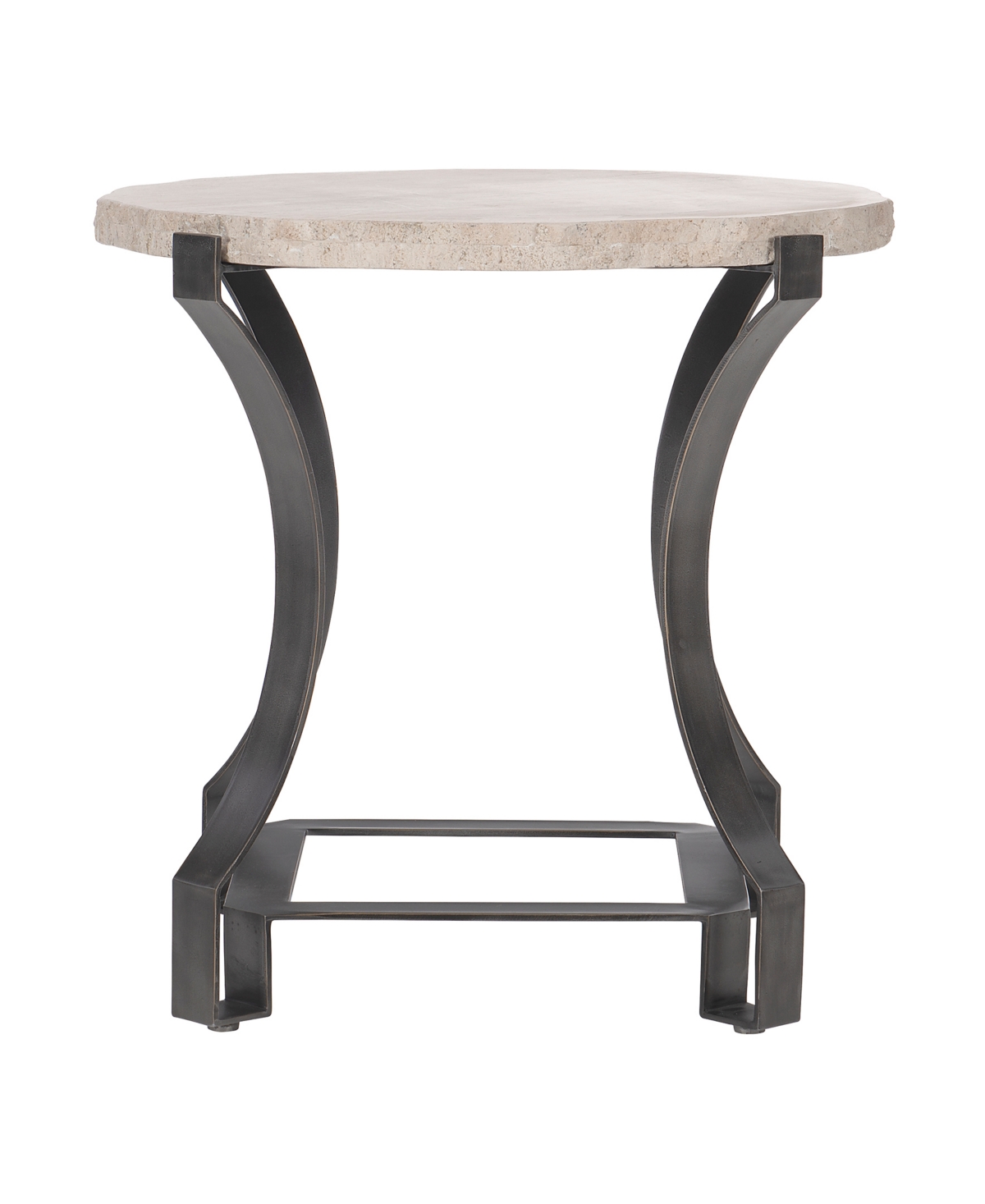 Shop Bernhardt Sayers 26" Travertine Side Table In White Travertine,bronze Finish Base