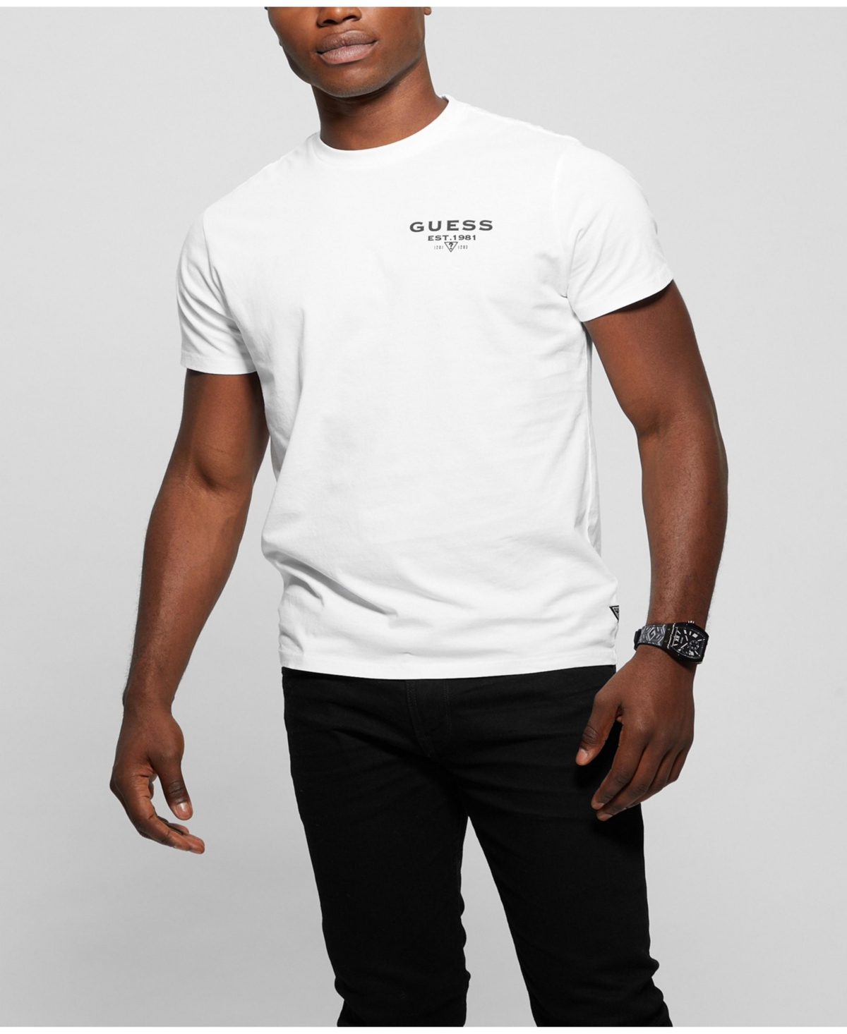 Shop Guess Men's Signature Short Sleeve T-shirt In White