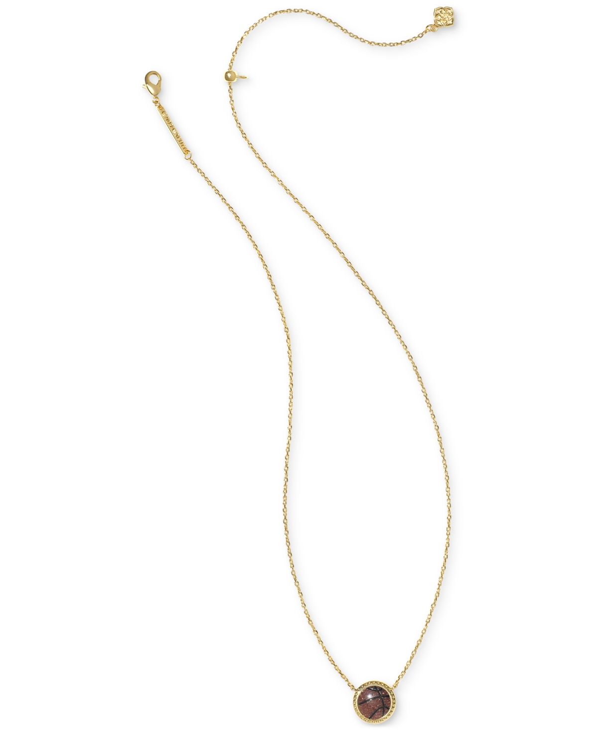 Shop Kendra Scott Sports Ball 19" Adjustable Pendant Necklace In Silver,dark Orange