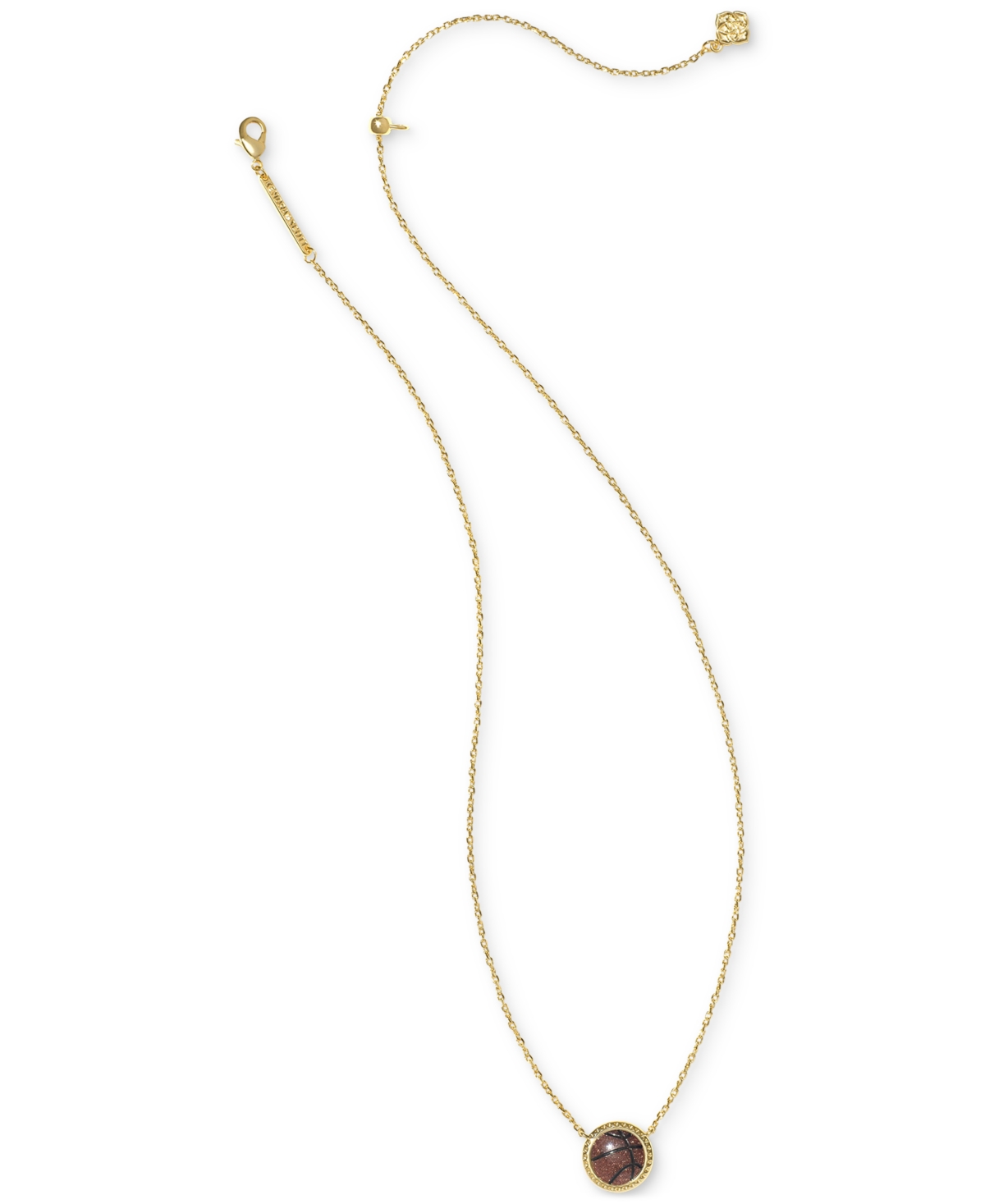 Kendra Scott Sports Ball 19" Adjustable Pendant Necklace In Gold,dark Orange