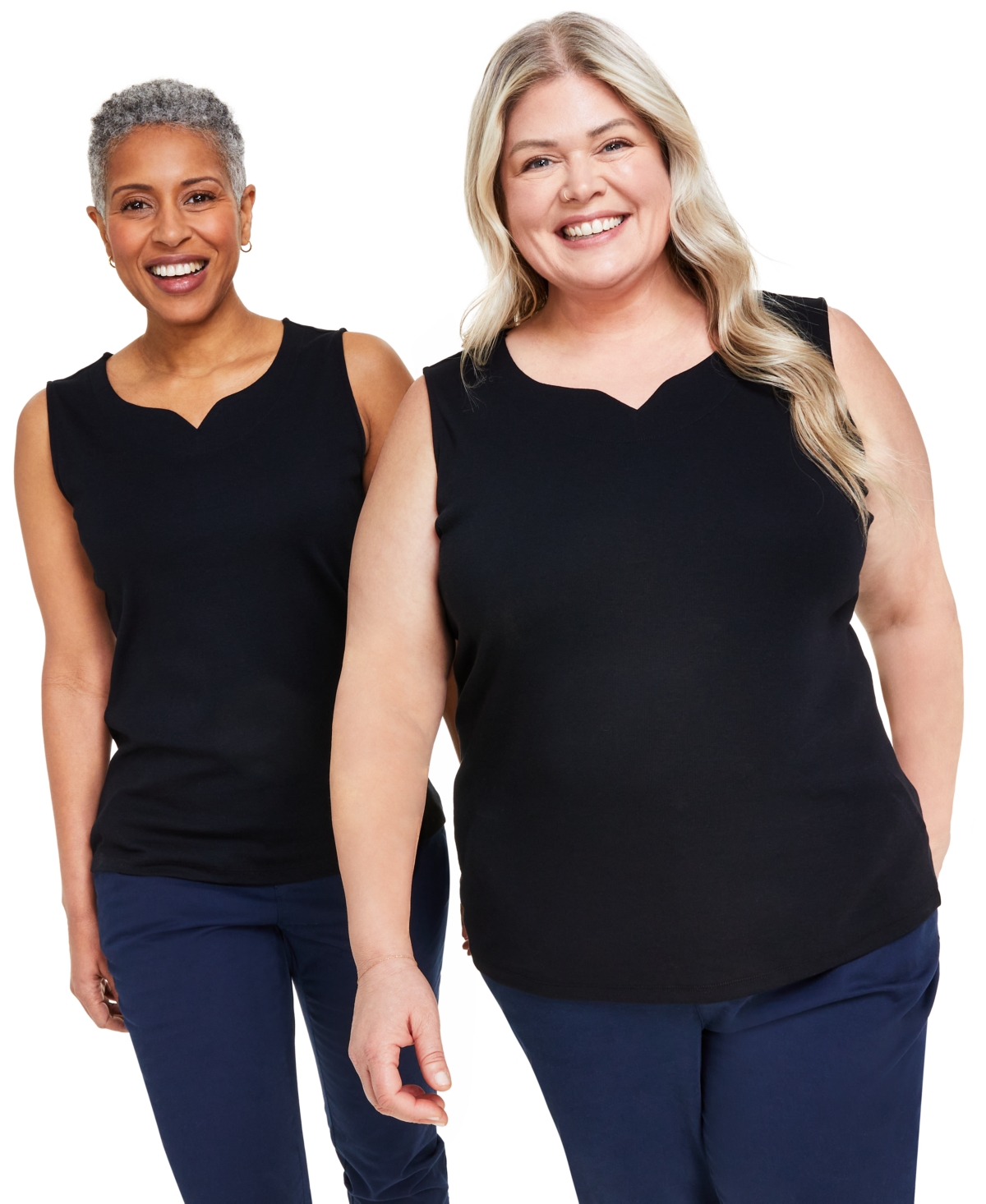 Style & Co Women's Sweetheart-neck Sleeveless Top, Created For Macy's In Deep Black