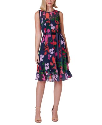 Jessica Howard - Women's Printed Ruffle-Hem Dress