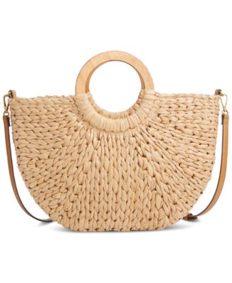 Straw Tote Crossbody, Exclusively at Macy's 