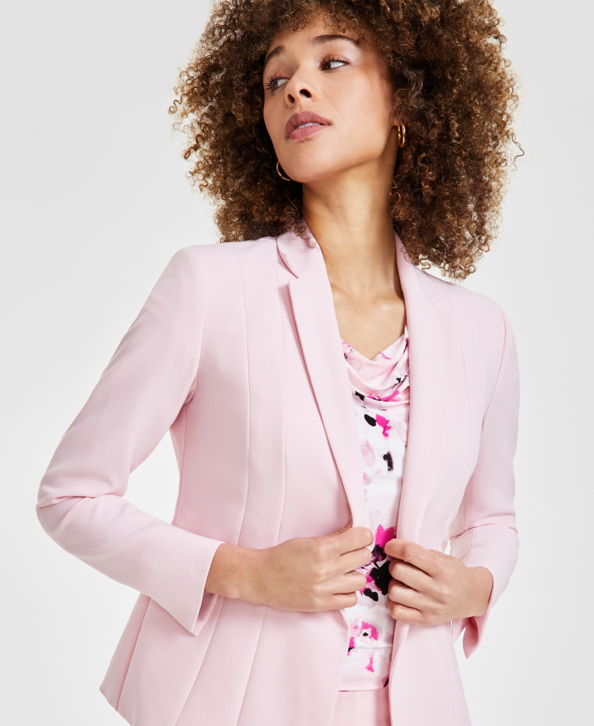 Crepe One-Button Blazer - Tutu Pink