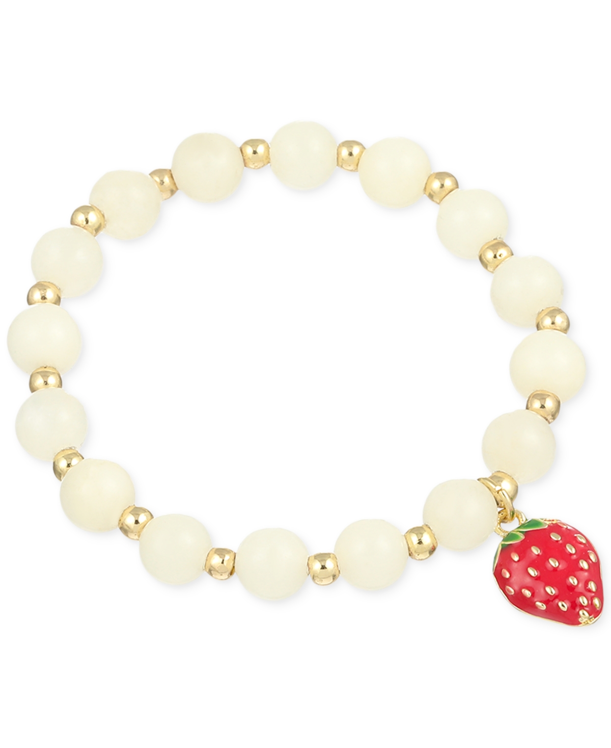 Shop Macy's Flower Show Kid's Beaded Stretch Strawberry Charm Bracelet, Created For  In White