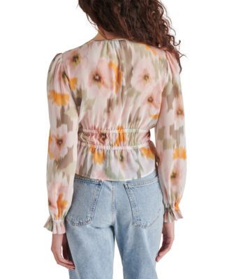 Steve Madden Women's Ardenne V-Neck Long-Sleeve Top