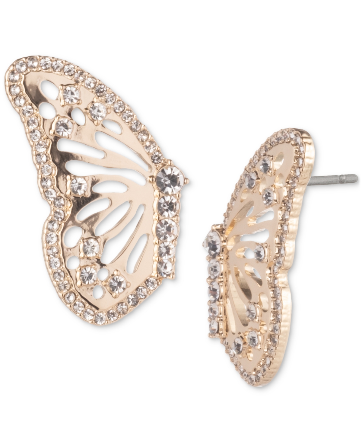 Shop Marchesa Gold-tone Crystal Butterfly Left-right Drop Earrings In Crystal Wh
