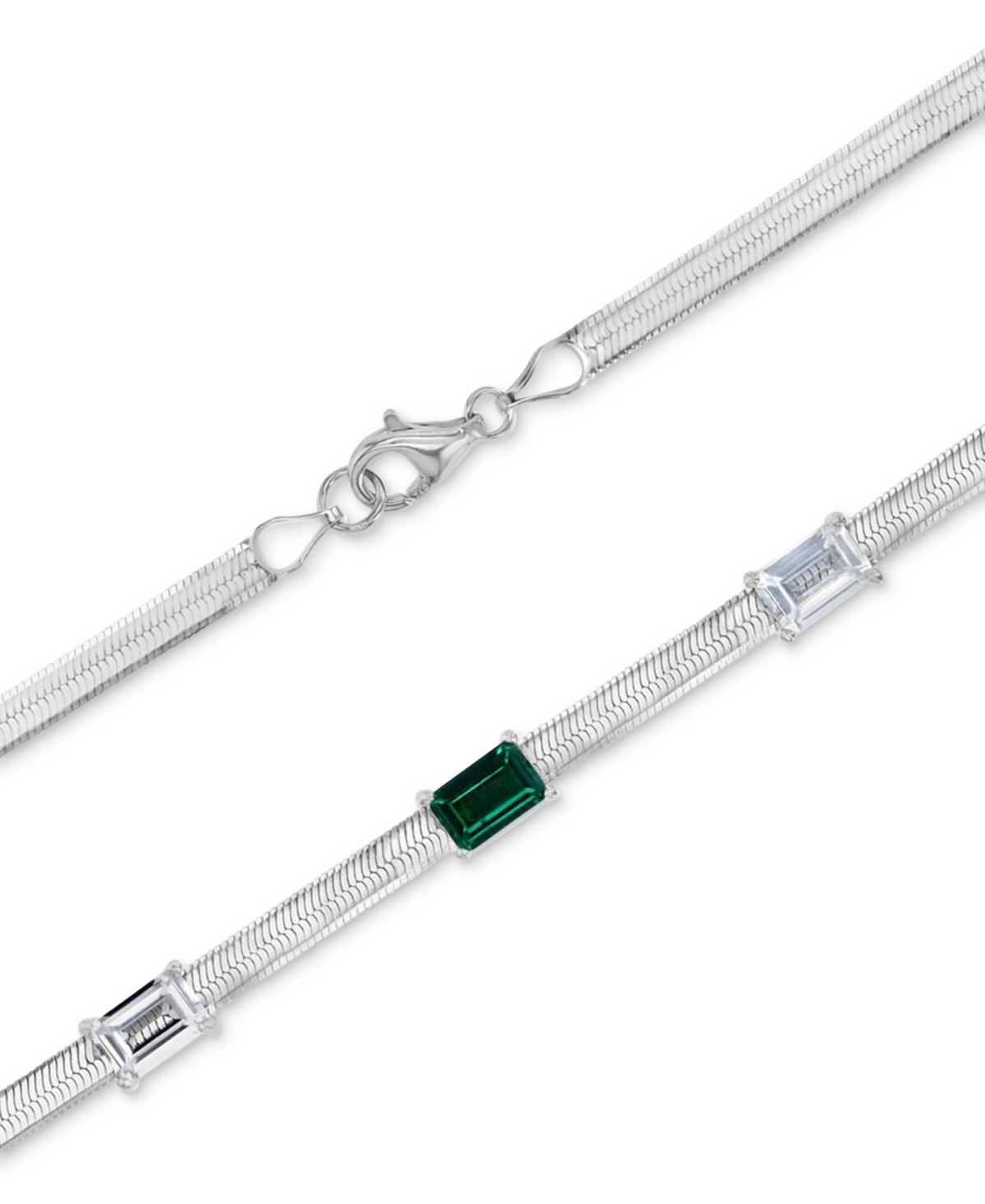 Lab-Grown(1-3/4 ct. t.w.) & Lab-Grown White Sapphire (1-3/8 ct. t.w.) Herringbone 18