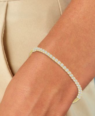 Cubic Zirconia Box Link Semi Tennis Bracelet in 10k Gold