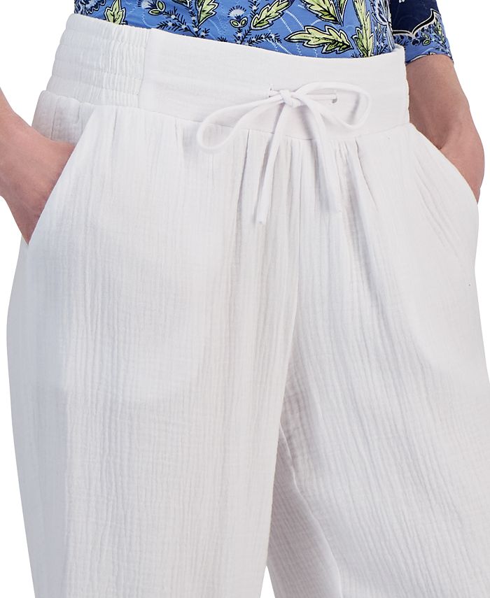 JM Collection Women's Gauze Cropped PullOn Pants, Created for Macy's