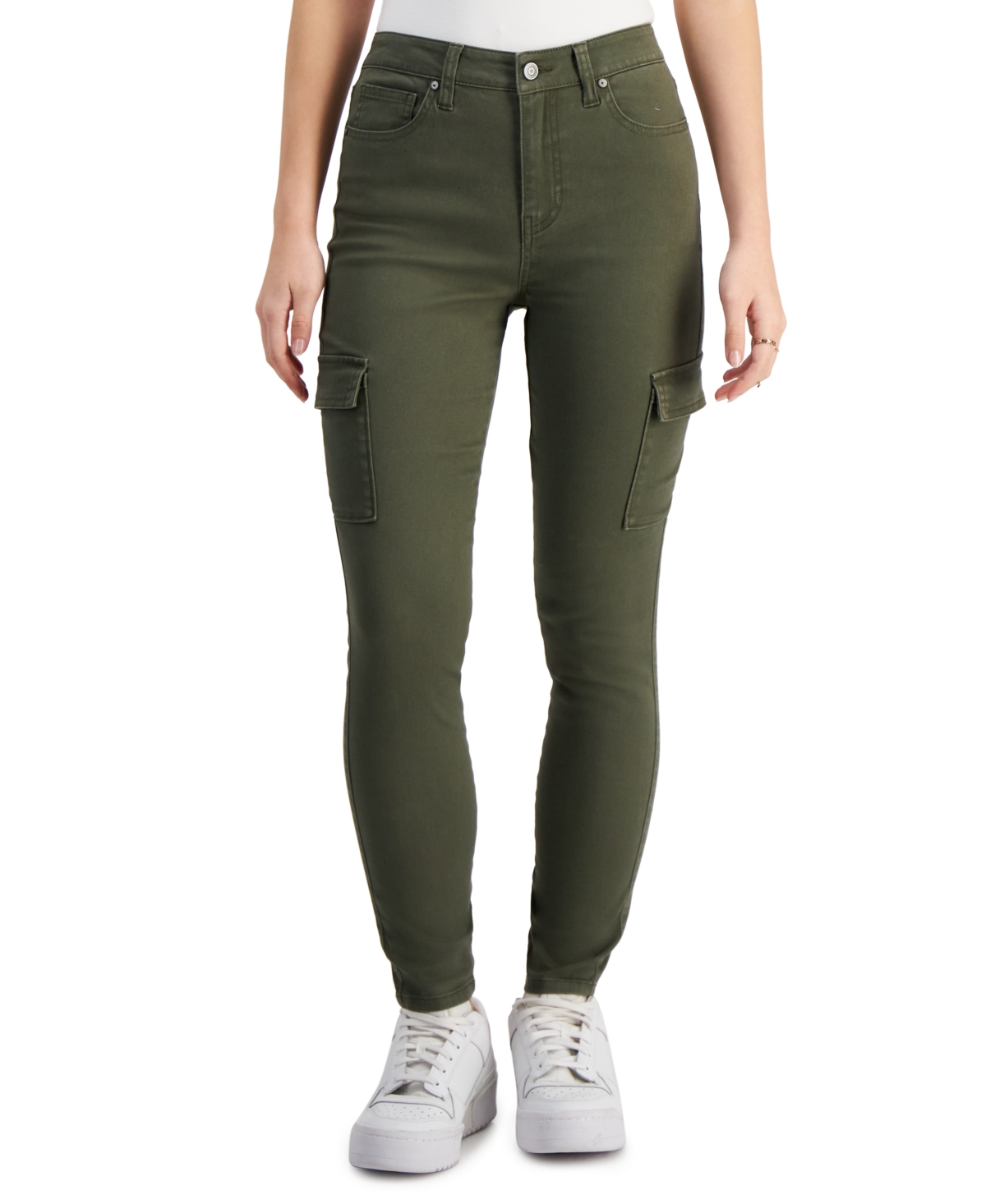 Celebrity Pink Juniors' High-rise Skinny Cargo Jeans In Dusty Olive