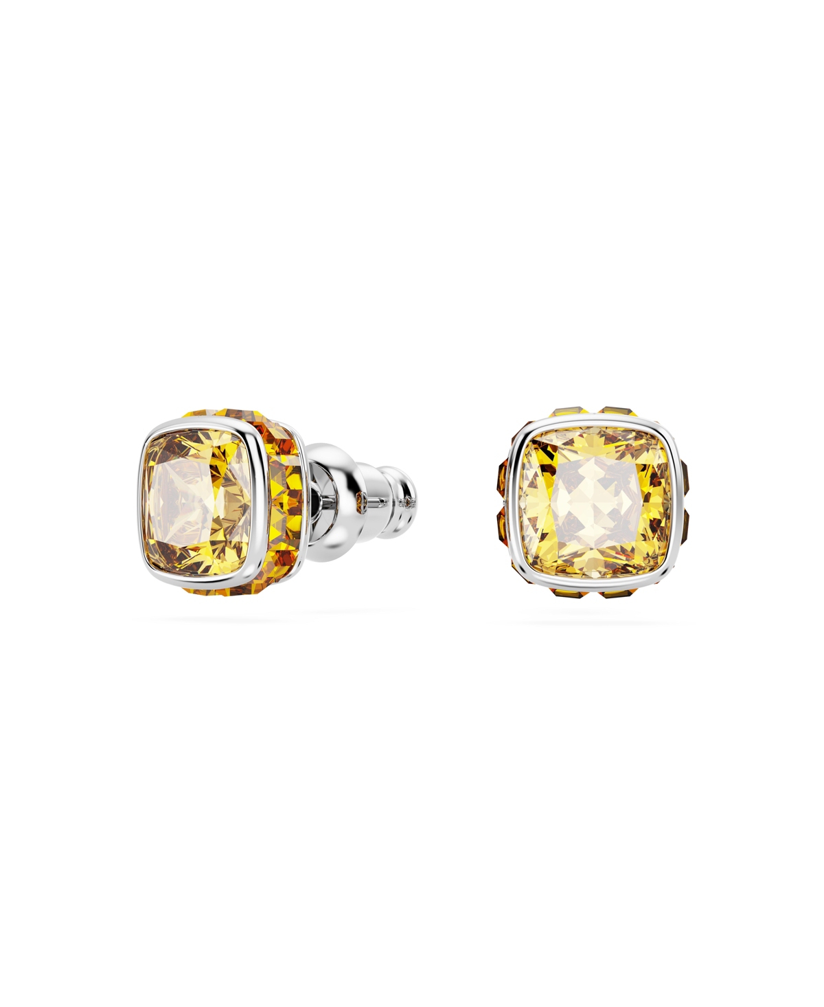 Swarovski Square Cut Birthstone Crystal Stud Earrings In Yellow