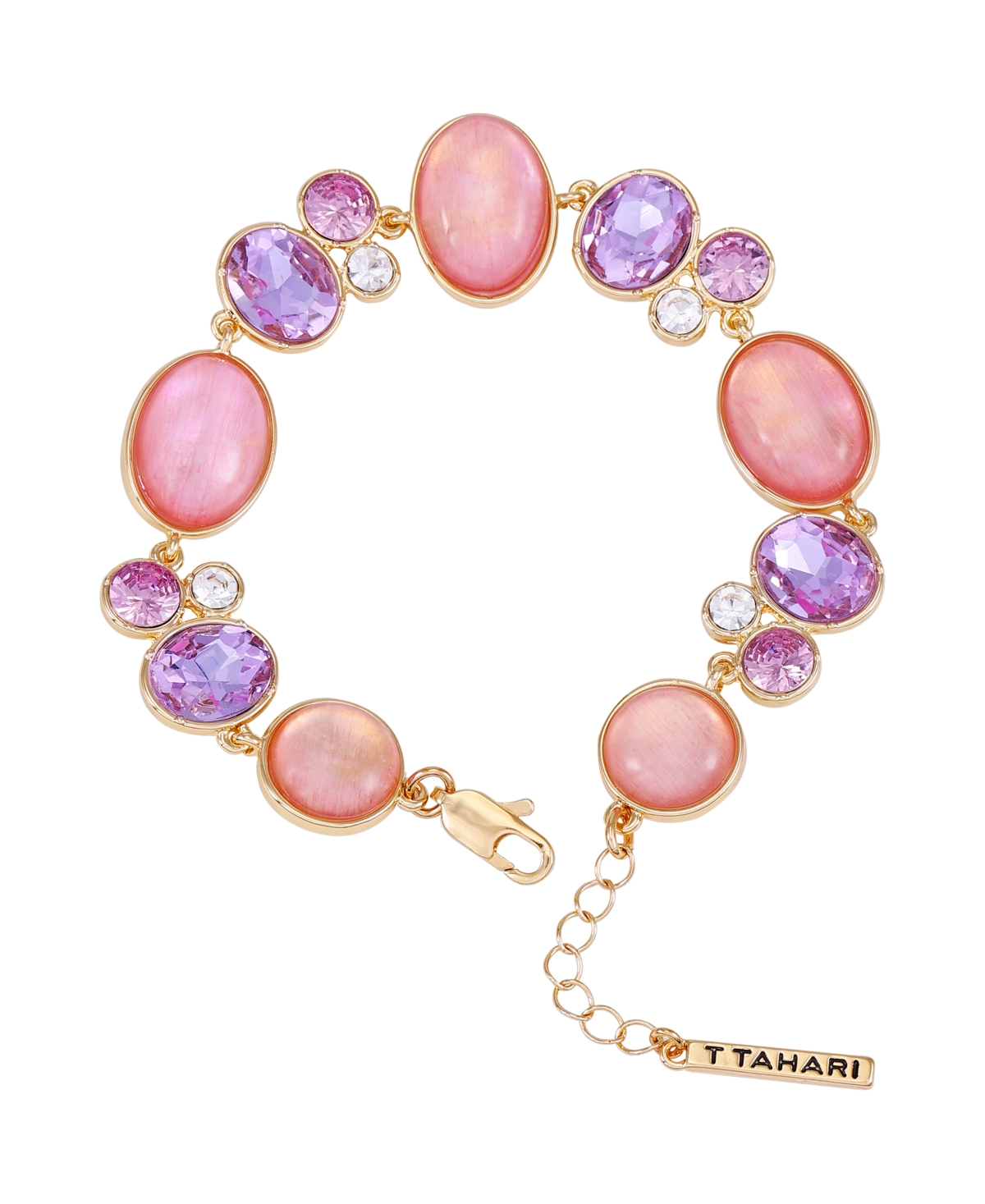 Shop T Tahari Gold-tone Lilac Violet Glass Stone Line Bracelet