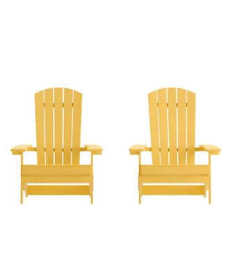 Set Of 2 Riviera Poly Resin Folding Adirondack Lounge Chair - All-Weather Indoor/Outdoor Patio Chair
