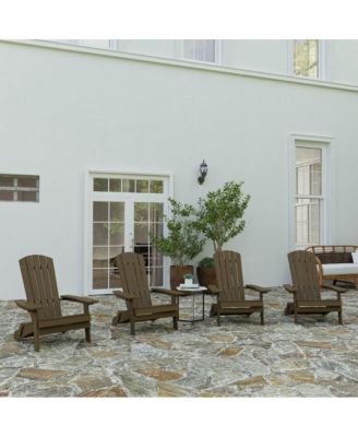 Set Of 4 Riviera Poly Resin Folding Adirondack Lounge Chair - All-Weather Indoor/Outdoor Patio Chair