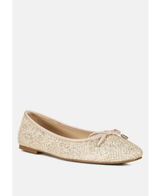 Womens Glitter Faux Leather Flat Ballerinas