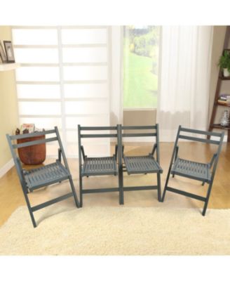Foldable Slatted Wood Event Chair Set (4)