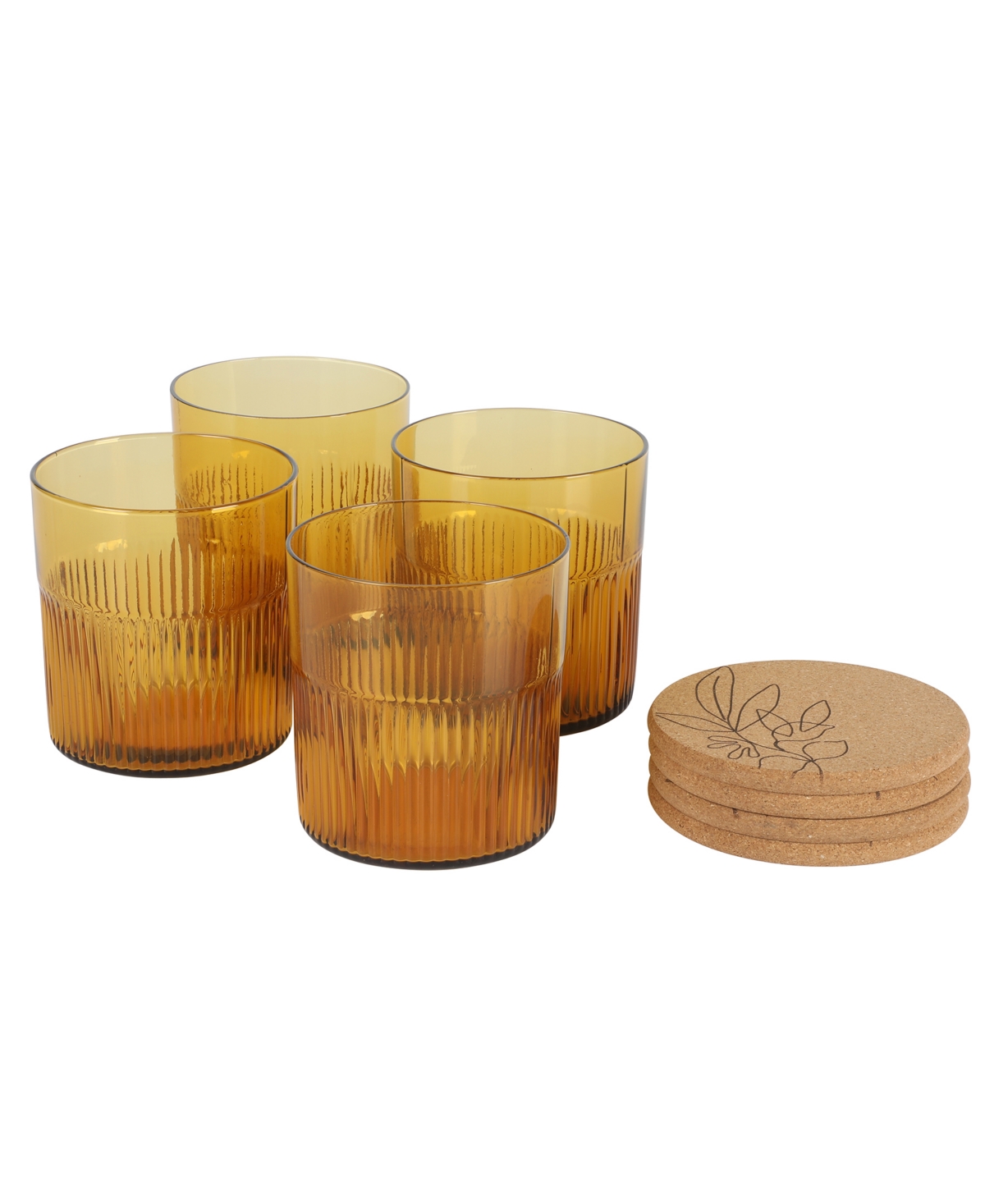 Bloomhouse 8 Pc Handmade Colored Glass Coaster Set