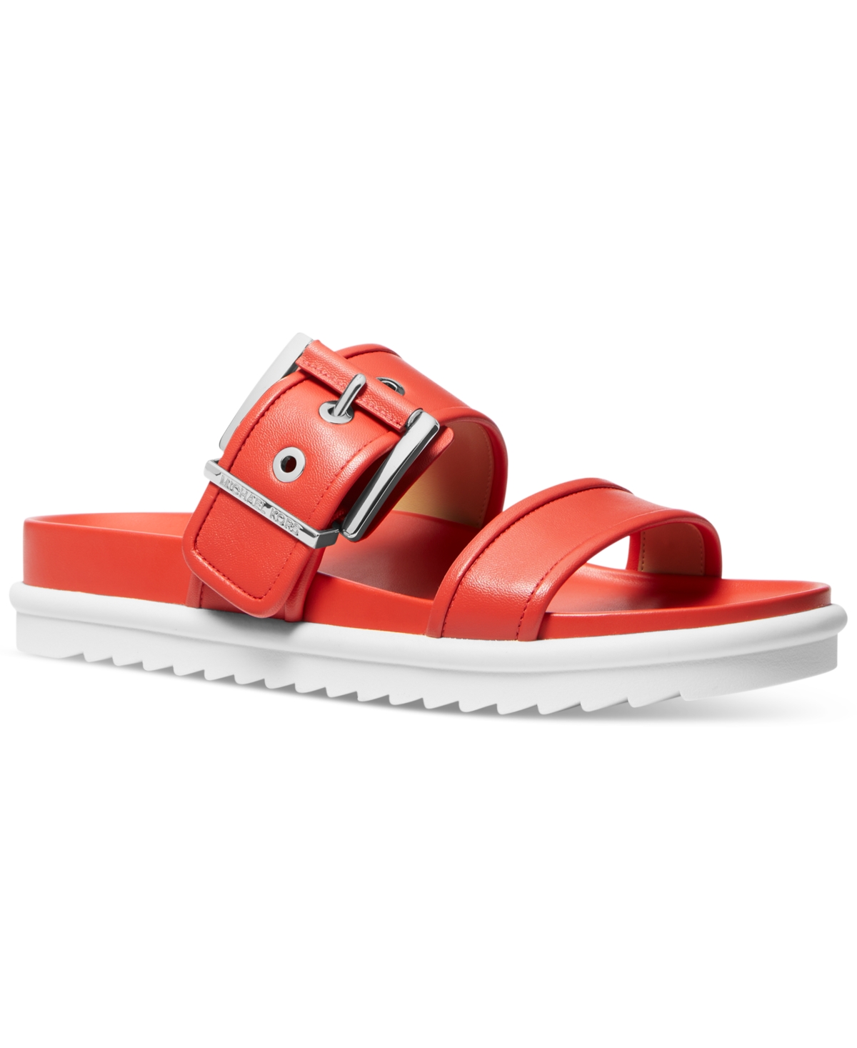 Michael Kors Michael  Women's Colby Buckled Slide Flat Sandals In Spiced Coral