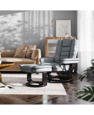 EMMA + OLIVER 2 Pc  LeatherSoft Multi-Position Recliner,   Mahogany Wood Frame  Recliner Set