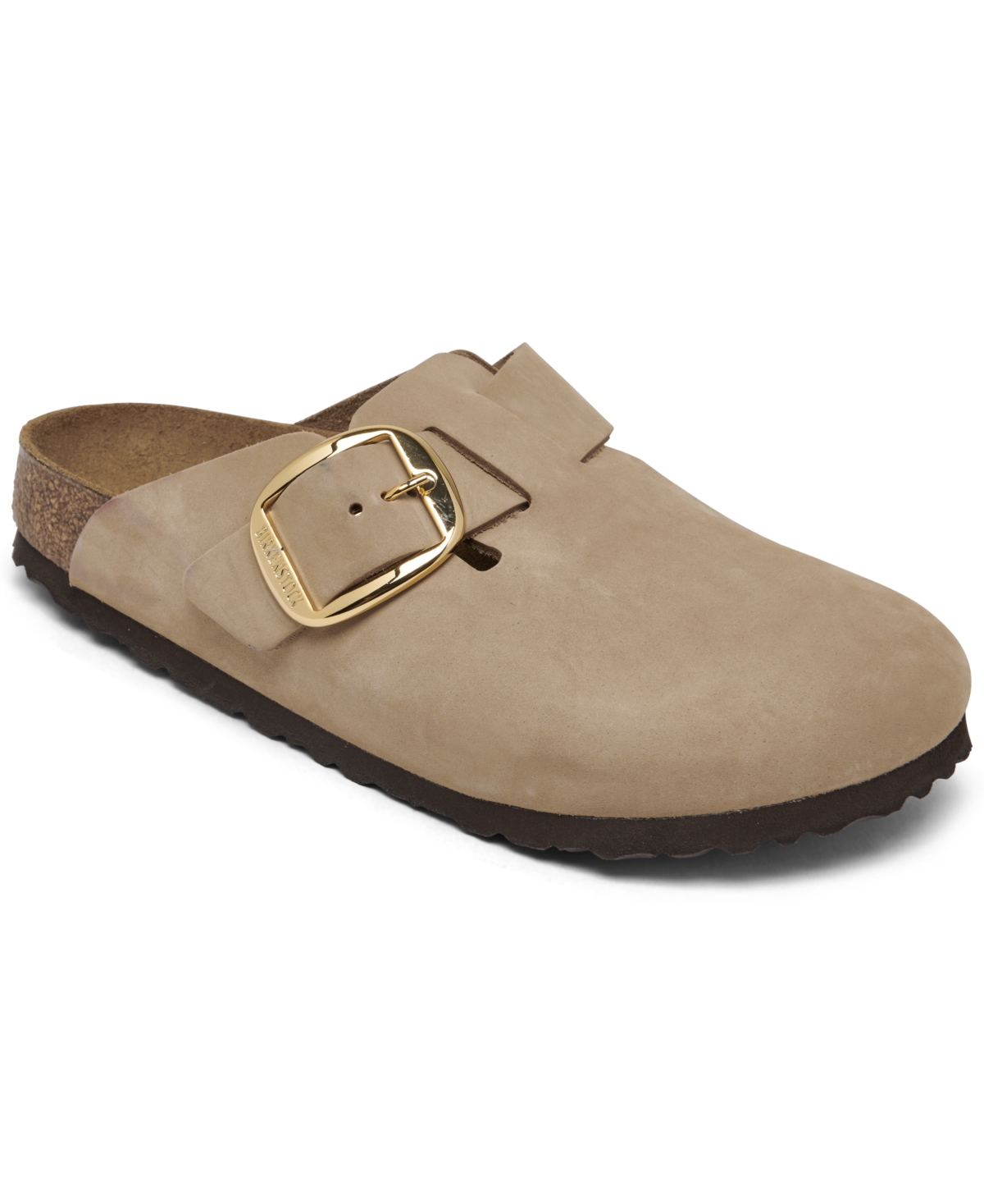 Birkenstock Women's Boston Big Buckle Nubuck Leather Clogs From Finish Line In Beige