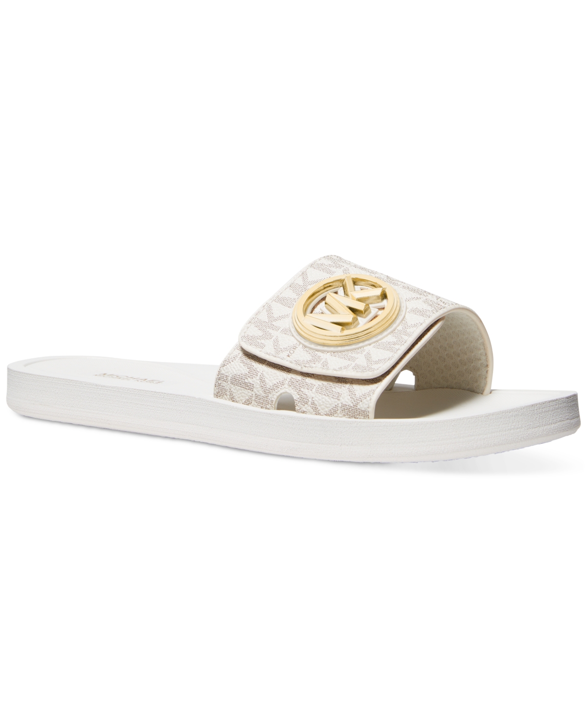 Michael Michael Kors Women's Mk Charm Pool Slide Slip-On Flat Sandals - Cream/ Vanilla