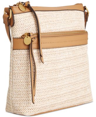 Straw North South Crossbody Bag, Exclusively at Macy's